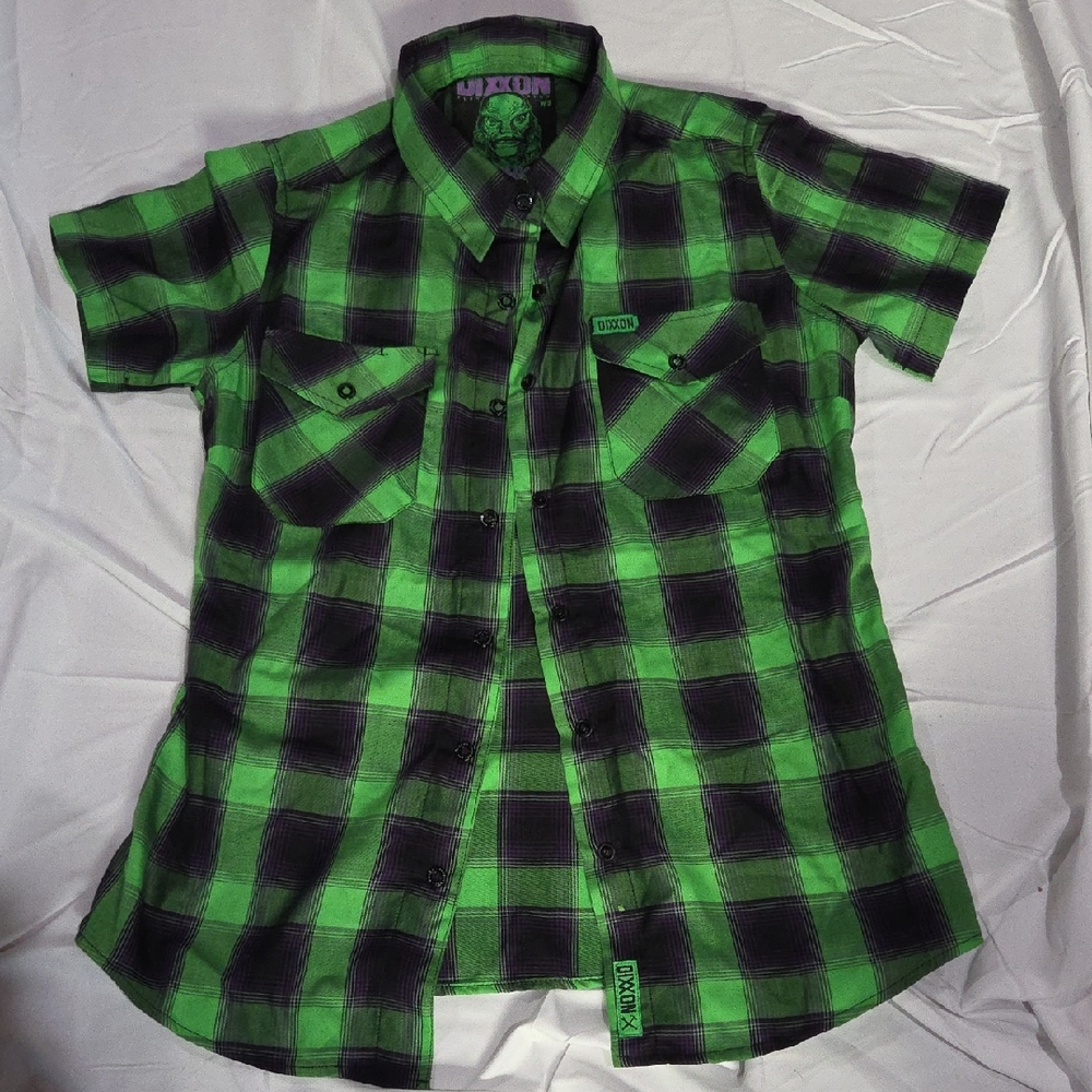 DIXXON Green and Black Plaid Button Down Shirt
